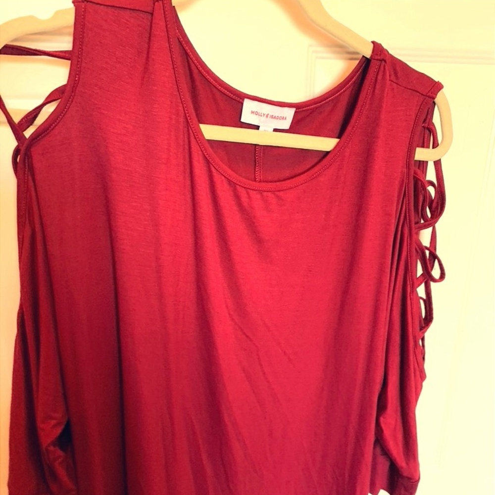 Deep Red Plus Size Open Sleeve Top NWT